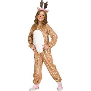 Reindeer Christmas Halloween Costume 4/6 Jumpsuit & Antler Ears- No Tail 2 Pc